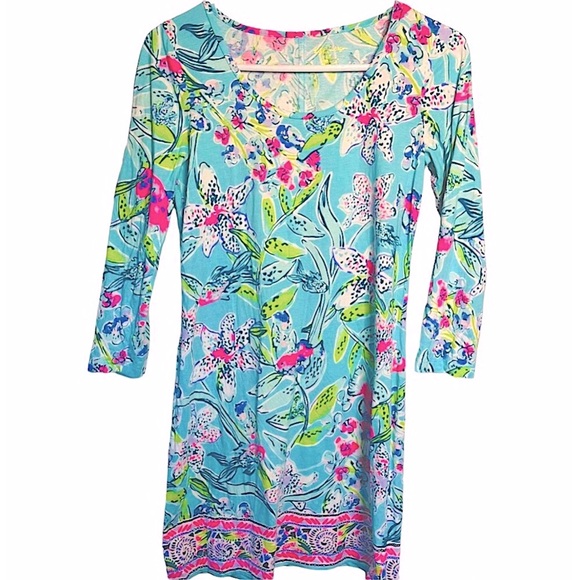 EUC Lilly Pulitzer Beacon Dress Bali Blue Sway This Way Size Small NWT - Picture 2 of 9